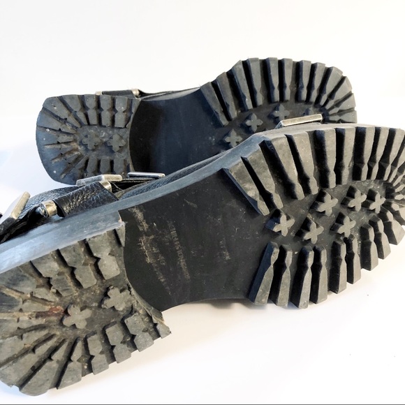 Achilles Ion Gabriel Black Leather Ankle Boots with Silver Buckles - Picture 7 of 9